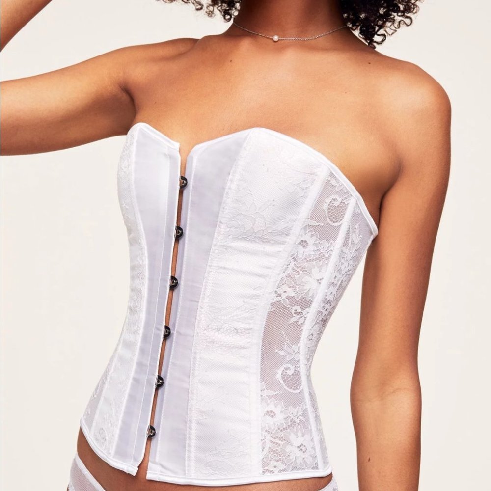 Adore Me White Lace Strapless Corset